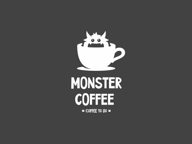 Monster Coffee video peeking monster logo eyes coffee character