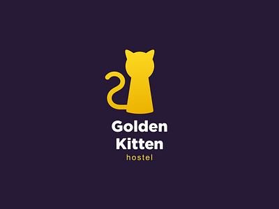 Golden Kitten cat ears gold golden hostel hotel key keyhole kitten lock logo tail