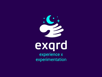 exqrd alien hand logo moon space stars ufo