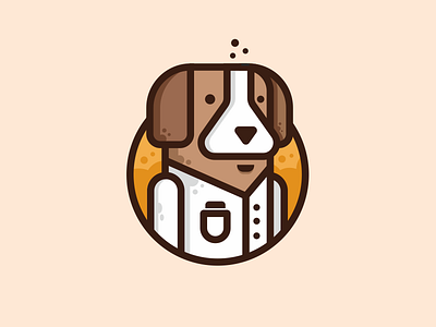 Mutt Labs beaker character doctor dog flask lab laboratory logo
