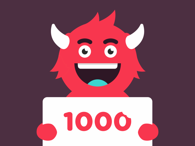 1000 followers falover illustration monster subscribers thank you