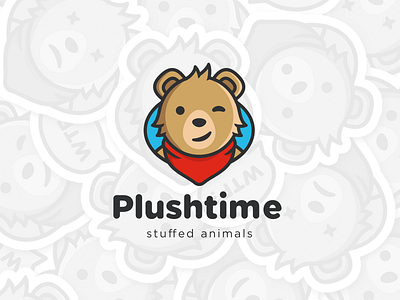 PlushTime animal bear character illustration logo plush time toy