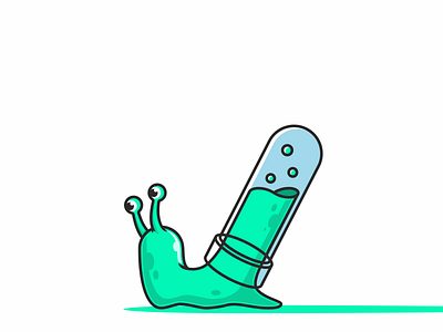 snail chemistry flask illustration monster mutant radiation snail test tube