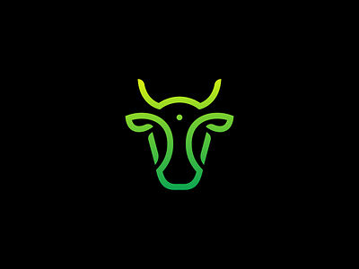 bull bull farm horn illustration leaf line logo sprout