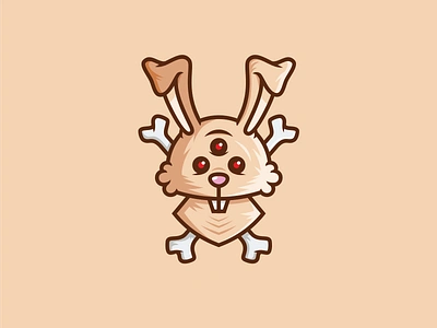 rabbit animal bone ears illustration monster mutant rabbit sticker zombie