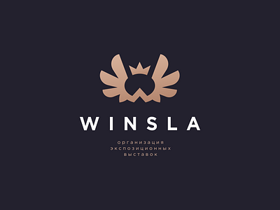 Winsla car crown emblem exhibition exposition letter logo w wings