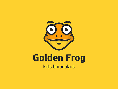 Golden Frog animal binoculars character frog gold logo