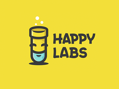 Happy Labs bulb character chemistry happy illustration laboratory logo smile