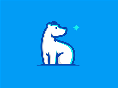 Polar bear bear illustration logo of polar snowflake star