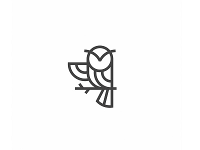 Owl bird construction line logo owl sign wing