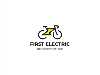 First Electric bicycle electric lightning logotype of shop transport wheel zipper