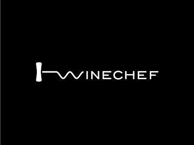 Winechef chef corkscrew logo sommelier wine