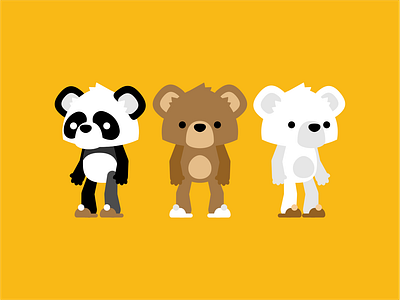 The Bears animals bear flat friends illustration panda polar bear poses position