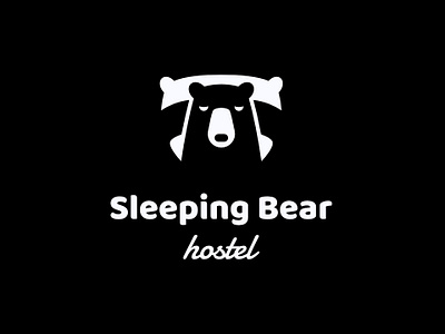 Sleeping Bear animal bear bed character hostel hotel illustration logo negative space night pillow sign sleeping