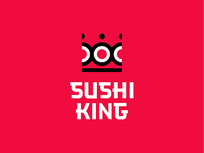 Sushi King crown cuisine food japan king logo red rolls sushi