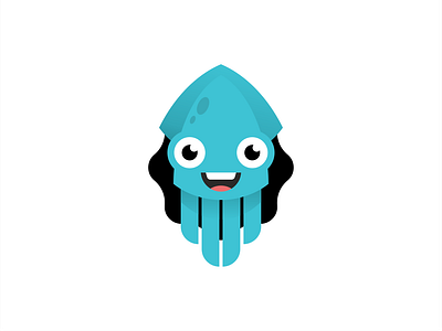 Squid arrow character flat illustration logo octopus squid