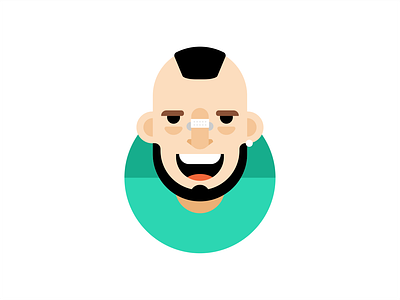 man beard broken nose character fracture guy hairstyle illustration logo man nose punk skinhead