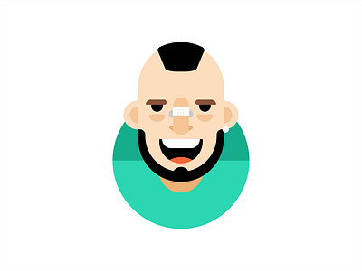 man beard broken nose character fracture guy hairstyle illustration logo man nose punk skinhead