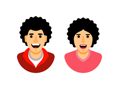 People afro character clothes hairstyle illustration man people smile woman