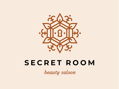 Secret Room beauty coat of arms door flower house key keyhole leaf lock logo monogram pattern plant plant leaf salon sign