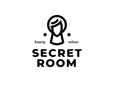 Secret room beauty door girl hairstyle illustration key keyhole lock logo room salon secret sign woman