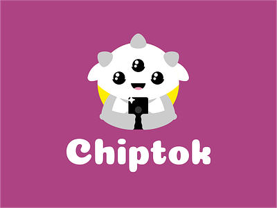 Logo for Chiptok animal character ears emotion eyes flash horns logo monster phone sign smiling