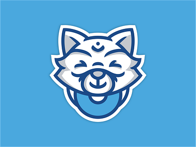 Raccoon sticker animal blue icon illustration lines logo raccoon sign sly white