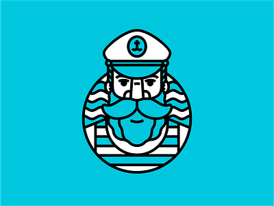 Sailor anchor beard boat cap captain flat grandfather illustration line logo mustache ocean sailor sea ship sign vest waves young