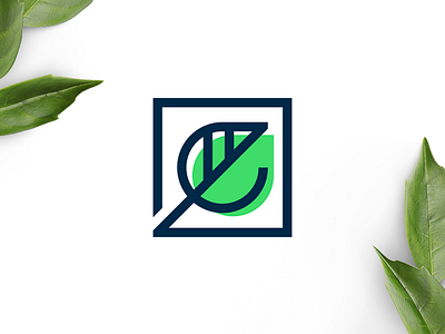 Ecoville cosmetics e hiwow leaf letter logo plant sheet sign square