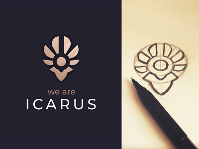 Icarus bird branding head ikarus logo man sign wings