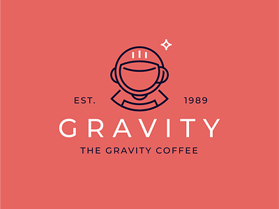 Gravity brand branding coffee coffee shop coffee to go cosmonaut cup logo logo design mug sign space space suit star