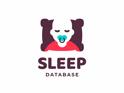 Sleep Database branding child database logo logo design man negative space nipple pillow sign sleep sleeping