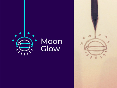 Moon Glow branding chandelier hiwow lamp light light bulb logo moon satellite sign space stars