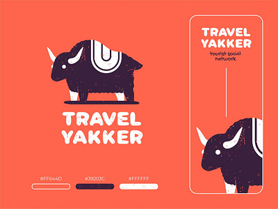 Travel Yakker animal branding grunge hiwow logo logos mark pattern sign yak