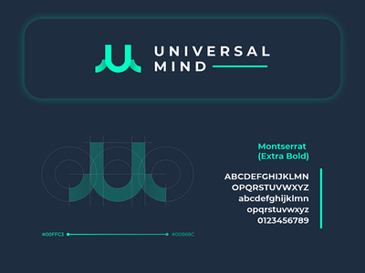 Universal Mind branding circle construction font glow gradient hiwow letter logo logodesign presentation sign