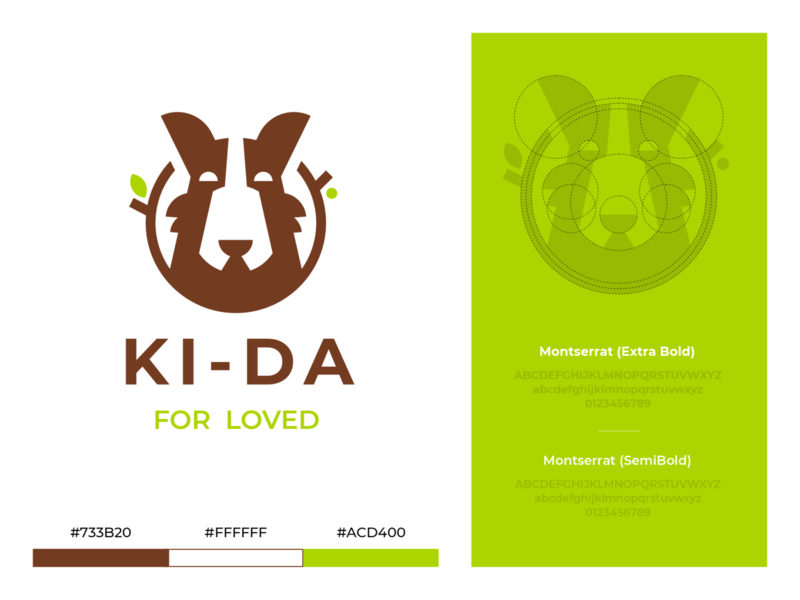 KI-DA animal branches branding dog eco friend green hiwow leaf negative space pet sign stick