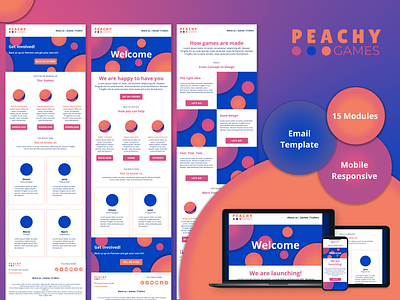 Peachy | Email Template email design email marketing email template game studio games indie stampready