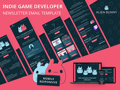 Alien Bunny | Indie Games Email Template email marketing email template indie games modular stampready