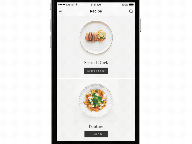 Day009-Recipe App app gif recipe ui ux