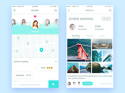 Day018-Nearby/Profile app concept map nearby profile ui ux