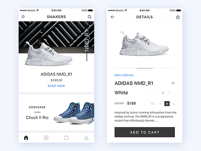 Day025-Ecommerce adidas app buy clean daily ecommerce nmd shoes shop ui ux