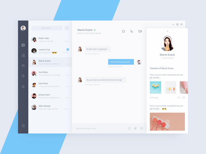 Click To Check Friend's Profile ae chat clean contact dashboard gif message profile ui ux