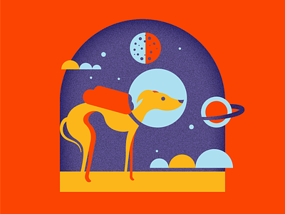 Space Whippet colorful design dog flat illustration saturated texture vecto vector illustration whippet