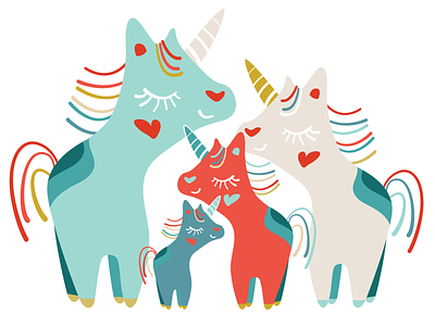 Unicorn Family illustration rainbow unicorn vector