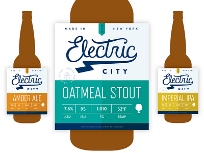 Electric City Label Design branding brewery hand lettering label logo typography