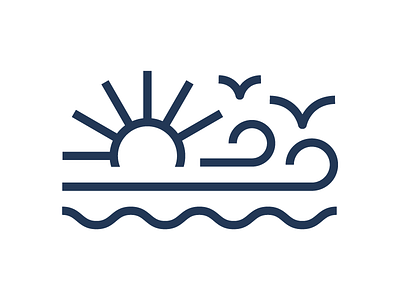 Wind + Water + Sun logo monoline sun water wind