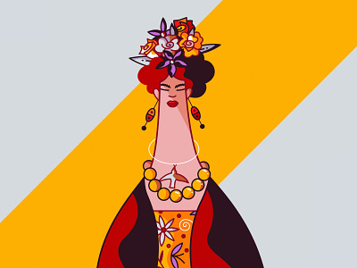 Frida artist character design cute flat frida hiwow illustration painter portrait surrealism surrealist vector
