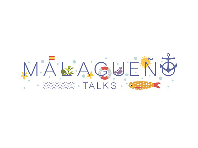 Malagueño Talks logo andalusia blog bright fish flat logo malaga malagueno sea spain
