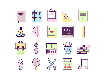 Education icon set accurate clean colorful education flat icon icons linear school stroke vector