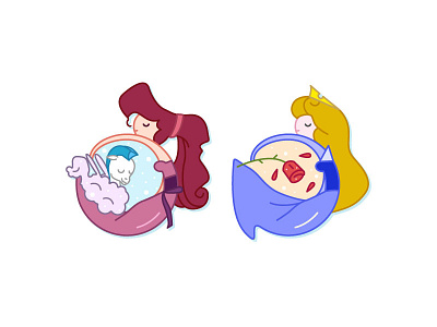 Meg & Aurora aurora cute disney disney princess flat icon set meg megara princess sleeping beauty vector